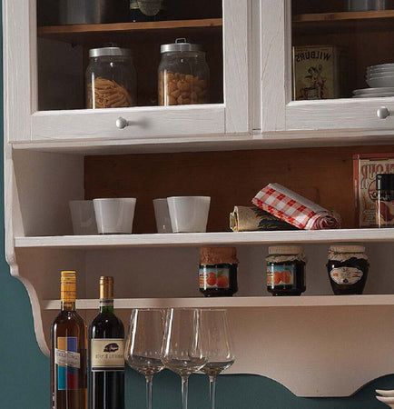 MOBILI-2G---CRISTALLIERA-SHABBY-IN-LEGNO-MASSELLO-2-ANTE-2-CASSETTI-GRIGIO/NATURALE-L.120-P.58-H.197