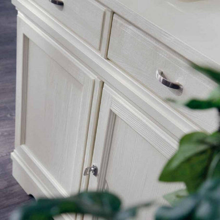 MOBILI-2G---CRISTALLIERA-SHABBY-IN-LEGNO-MASSELLO-4-ANTE-2-CASSETTI-BIANCO-OPACO-L.105-P.52-H.210