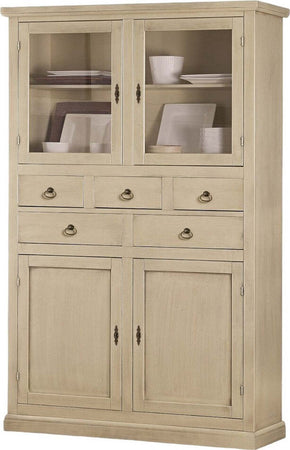 MOBILI-2G---DISPENSA-CLASSICA-4-PORTE-E-5-CASSETTI-LEGNO-AVORIO-PATINATO-120x41x187