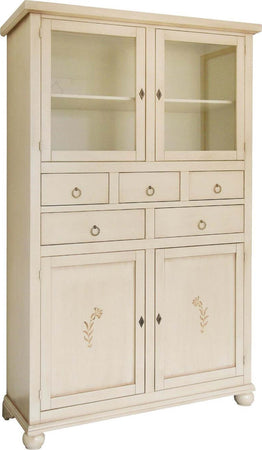 MOBILI-2G---DISPENSA-CLASSICA-IN-LEGNO-4-PORTE-5-CASSETTI-LACCATO-AVORIO-L.120-P.41-H.190