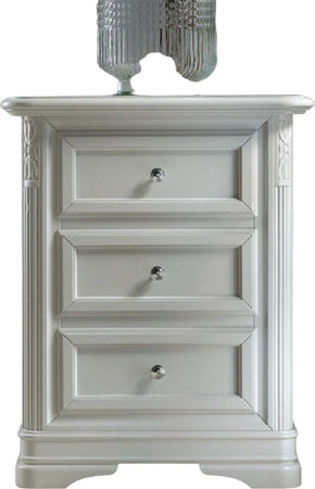 MOBILI-2G---GRUPPO-1-CASSETTIERA-RIBALTA-2-COMODINI-INTARSIATI-IN-LEGNO-MASSELLO-BIANCO