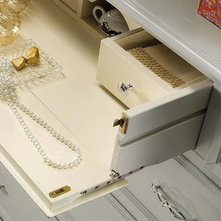 MOBILI-2G---GRUPPO-1-CASSETTIERA-RIBALTA-2-COMODINI-INTARSIATI-IN-LEGNO-MASSELLO-BIANCO