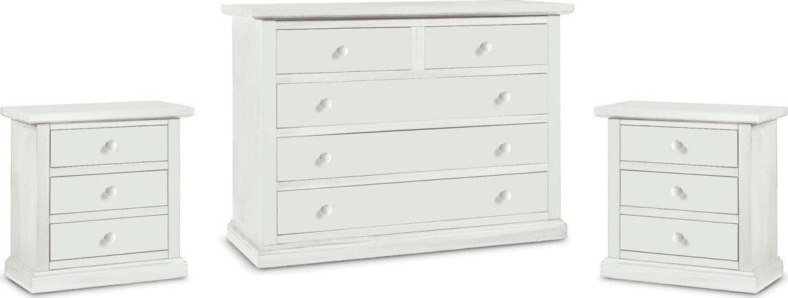 MOBILI-2G---GRUPPO-COMO'A-5-CASSETTI-E-2-COMODINI-A-3-CASSETTI-LACCATO-BIANCO-OPACO