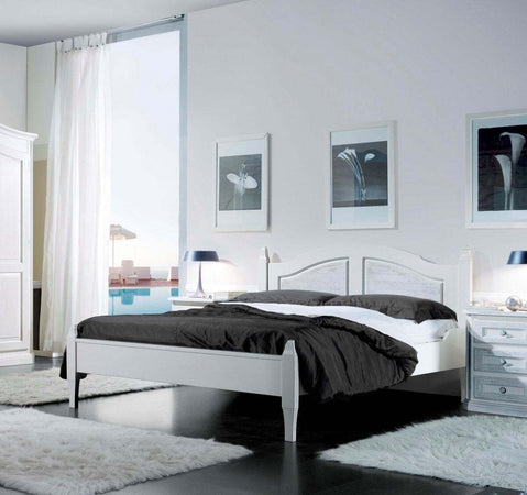 MOBILI-2G---LETTO-MATRIMONIALE-SHABBY-CHIC-BIANCO-LEGNO-MASSELLO-MOD.2234