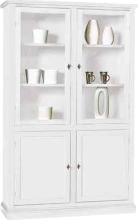 MOBILI-2G---LIBRERIA-VETRINA-CLASSICA-IN-LEGNO-BIANCO-120X41X187H