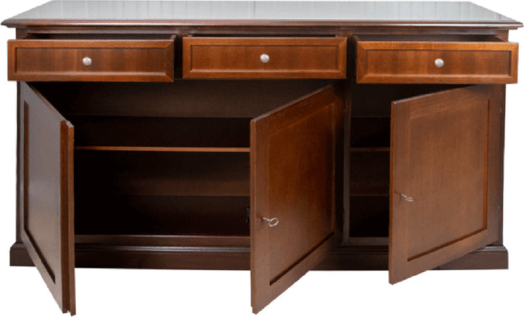 MOBILI-2G---MADIA-CREDENZA-IN-LEGNO-3-PORTE-3-CASSETTI-TINTA-CILIEGIO-156x42x85