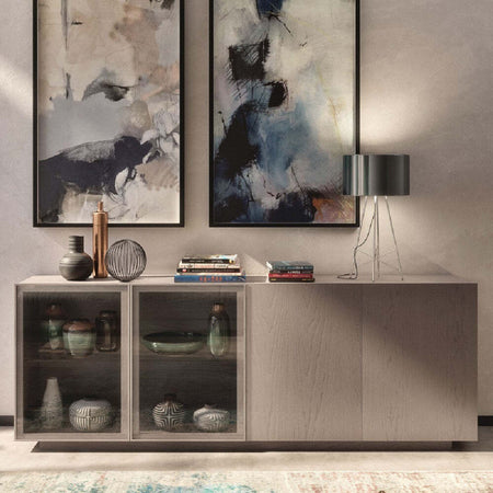 MOBILI-2G---MADIA-CREDENZA-MODERNA-IN-LEGNO-MASSELLO-4-ANTE-GRIGIO-PERLA-240X48X88