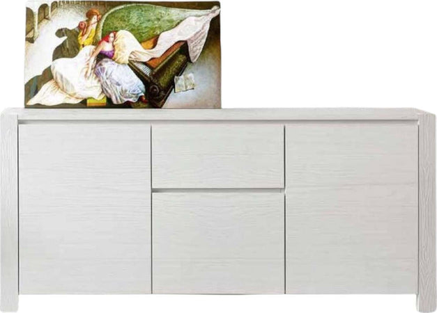 MOBILI-2G---MADIA-MODERNA-2-ANTE-E-2-CASSETTI-ABETE-BIANCO-SPAZZOLATO-L.185P.50H.84