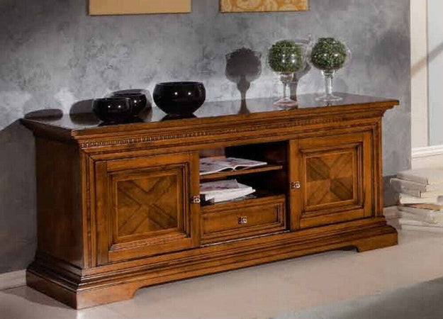 MOBILI-2G---PORTA-TV-IN-LEGNO-2-ANTE-SCORREVOLI-ARTE-POVERA-NOCE-BASSANO-L.169-P.53-H.75