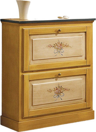 MOBILI-2G---SCARPIERA-2-ANTE-IN-LEGNO-MASSELLO-GIALLO/BLU-L.80-x-P.30-H.93