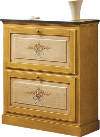 MOBILI-2G---SCARPIERA-2-ANTE-IN-LEGNO-MASSELLO-GIALLO/BLU-L.80-x-P.30-H.93