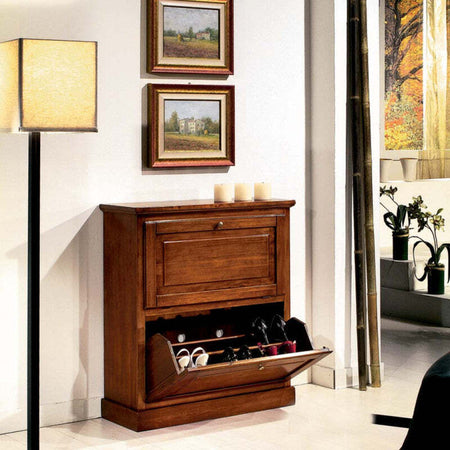 MOBILI-2G---SCARPIERA-2-ANTE-IN-LEGNO-MASSELLO-GIALLO/BLU-L.80-x-P.30-H.93