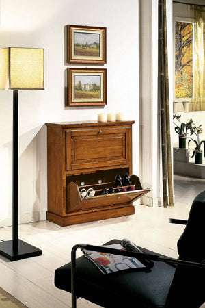 MOBILI-2G---SCARPIERA-2-ANTE-IN-LEGNO-MASSELLO-TINTA-NOCE-L.80-x-P.30-H.93