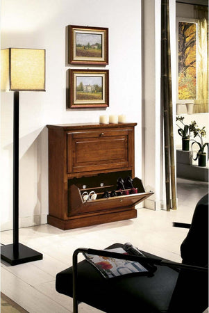 MOBILI-2G---SCARPIERA-2-ANTE-IN-LEGNO-MASSELLO-TINTA-NOCE-L.80-x-P.30-H.93