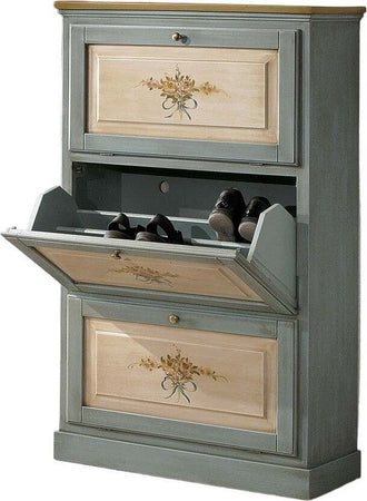 MOBILI-2G---SCARPIERA-3-ANTE-IN-LEGNO-MASSELLO-AZZURRO/OCRA-L.80-x-P.30-H.130