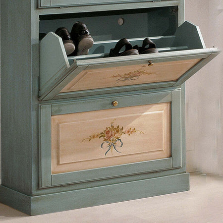 MOBILI-2G---SCARPIERA-3-ANTE-IN-LEGNO-MASSELLO-AZZURRO/OCRA-L.80-x-P.30-H.130