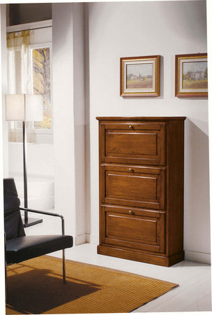 MOBILI-2G---SCARPIERA-3-ANTE-IN-LEGNO-MASSELLO-TINTA-NOCE-L.80-x-P.30-H.130