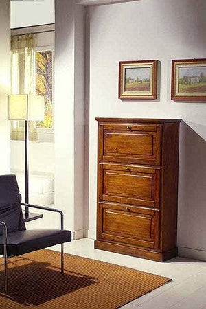 MOBILI-2G---SCARPIERA-3-ANTE-IN-LEGNO-MASSELLO-TINTA-NOCE-L.80-x-P.30-H.130