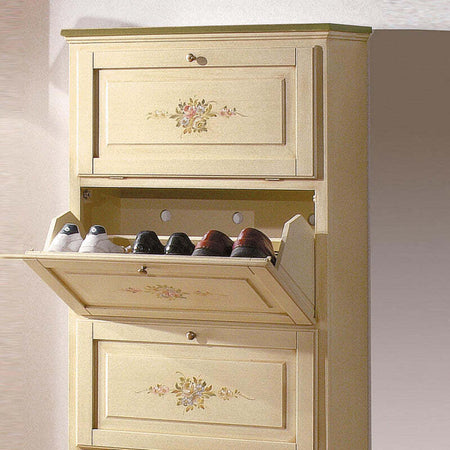 MOBILI-2G---SCARPIERA-4-ANTE-IN-LEGNO-MASSELLO-AVORIO/VERDE-L.80-x-P.30-H.170