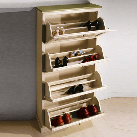 MOBILI-2G---SCARPIERA-4-ANTE-IN-LEGNO-MASSELLO-AVORIO/VERDE-L.80-x-P.30-H.170