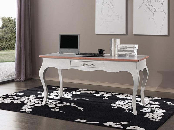 MOBILI-2G---SCRIVANIA-1-CASSETTO-LEGNO-BIANCO-BICOLORE-160X75X80