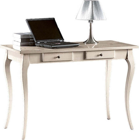 MOBILI-2G---SCRIVANIA-2-CASSETTI-LEGNO-BIANCO-ARTE-POVERA-120X60X78