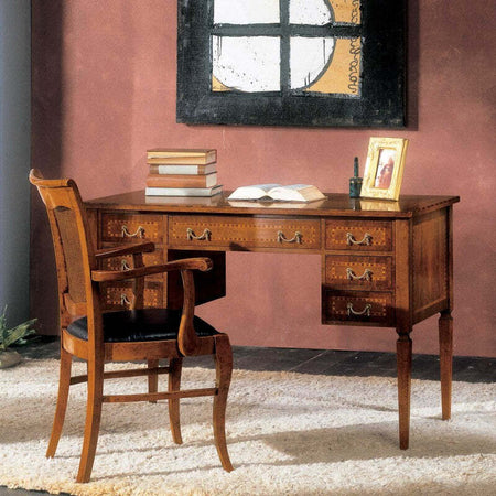 MOBILI-2G---Scrivania-7-cassetti-legno-intarsiato-bassano-120X60x80
