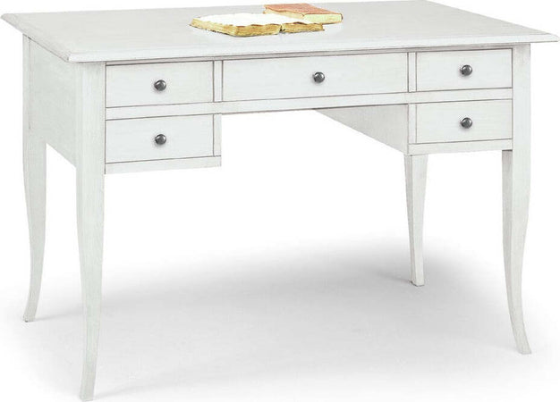 MOBILI-2G---SCRIVANIA-ARTE-POVERA-5-CASSETTI-LEGNO-BIANCO-105x56x81