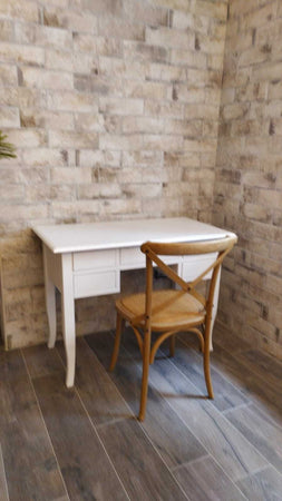 MOBILI-2G---SCRIVANIA-ARTE-POVERA-5-CASSETTI-LEGNO-BIANCO-130x65x81