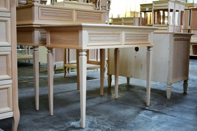 MOBILI-2G---SCRIVANIA-CLASSICA-2-CASSETTI-IN-LEGNO-GREZZO-100X54X80