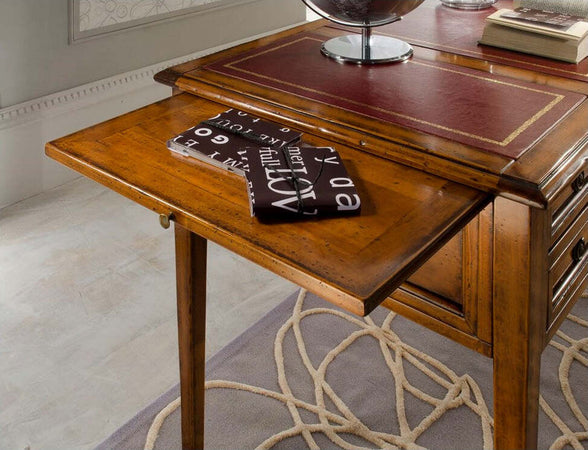 MOBILI-2G---SCRIVANIA-CLASSICA-5-CASSETTI-2-TIRETTI-IN-LEGNO-ELITE-142X70x78