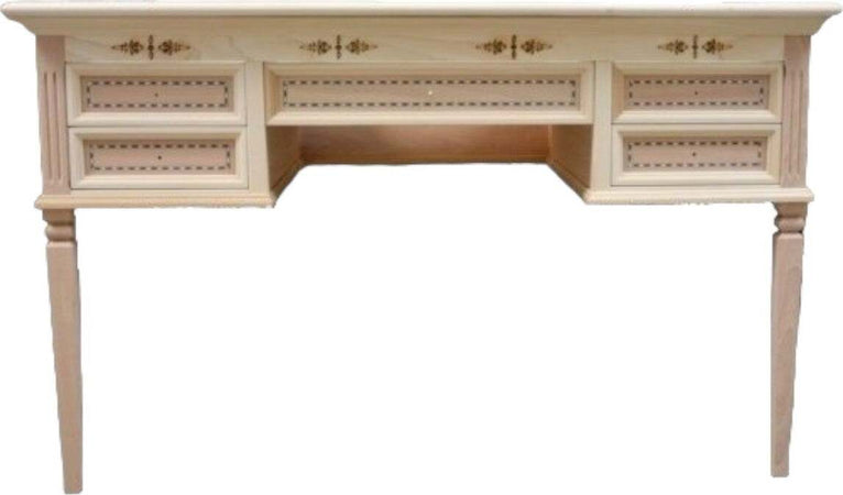 MOBILI-2G---SCRIVANIA-CLASSICA-5-CASSETTI-IN-LEGNO-GREZZO-130x70x80