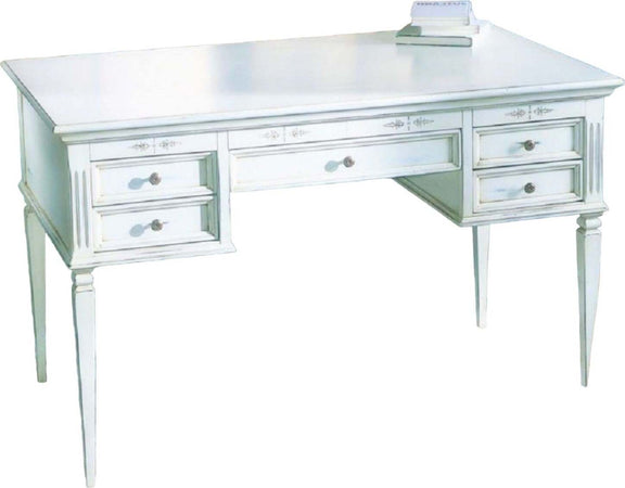 MOBILI-2G---SCRIVANIA-CLASSICA-IN-LEGNO-BIANCO-CONSUMATO-130x70x80