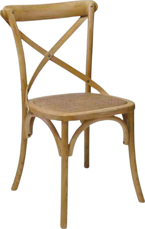 MOBILI-2G---SET-2-Sedie-Cross-Bistrot-shabby-vintage-legno-Olmo-seduta-rivestita-Rattan-naturale
