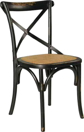 MOBILI-2G---SET-2-Sedie-Cross-Bistrot-vintage-Nero-in-Olmo-seduta-rivestita-naturale