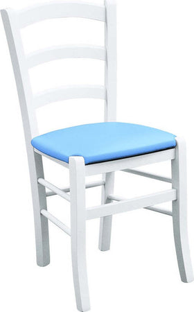 MOBILI-2G---SET-2-SEDIE-LEGNO-MASSELLO-BIANCO-SEDUTA-IMBOTTITA-AZZURRO