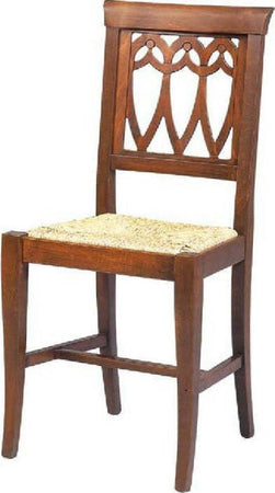 MOBILI-2G----SET-2-SEDIE-LEGNO-SEDUTA-PAGLIA-ARTE-POVERA-TINTA-NOCE