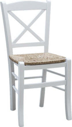 MOBILI-2G---SET-2-SEDIE-SHABBY-CROCE-LEGNO/PAGLIA-LACCATO-BIANCO