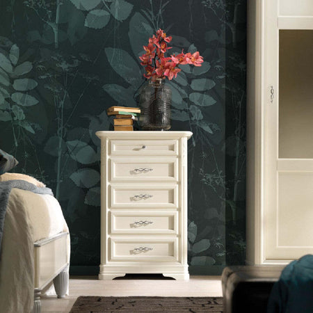 MOBILI-2G---SETTIMANALE-CLASSICO-5-CASSETTI-IN-LEGNO-MASSELLO-AVORIO-L.65-P.42-H.100