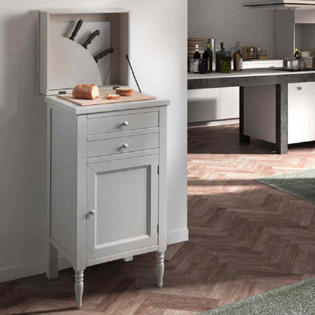 MOBILI-2G---TAGLIERE-SHABBY-2-CASSETTI-1-RIBALTA-IN-LEGNO-MASSELLO-BIANCO-L.51-P.45-H.106