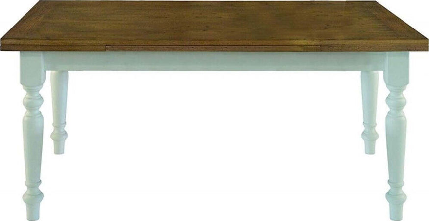 MOBILI-2G---Tavolo-da-pranzo-legno-Allungabile-country-Chic-Piano-Rovere-e-Bianco-140X85-h.78