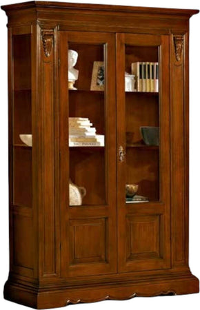 MOBILI-2G---VETRINA-ARTE-POVERA-2-ANTE-IN-LEGNO-TINTA-NOCE-L.146-P.49-H.214