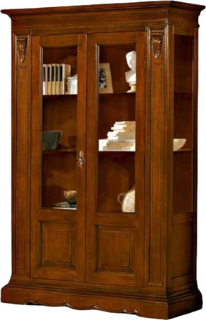 MOBILI-2G---VETRINA-ARTE-POVERA-2-ANTE-IN-LEGNO-TINTA-NOCE-L.146-P.49-H.214