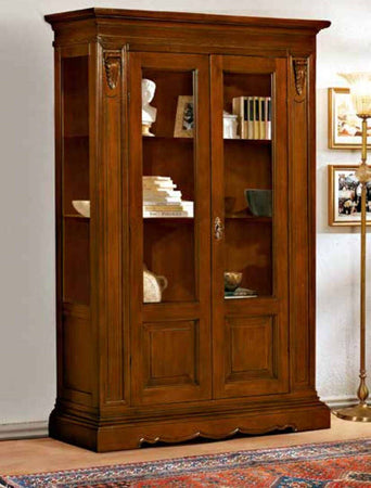 MOBILI-2G---VETRINA-ARTE-POVERA-2-ANTE-IN-LEGNO-TINTA-NOCE-L.146-P.49-H.214