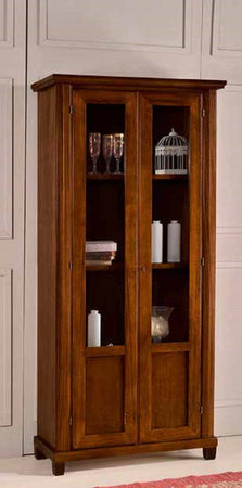 MOBILI-2G---VETRINA-IN-LEGNO-CLASSICA-2-PORTE-TINTA-NOCE-L.87-P.40-H.189