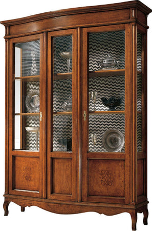 MOBILI-2G---VETRINA-IN-LEGNO-MASSELLO-2-PORTE-PANTOGRAFATE-VETRI-CURVI-ANTERIORI-MISURA-L.159-P.47-H.212