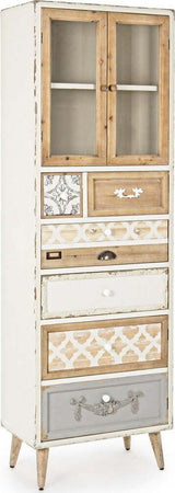 MOBILI-2G---VETRINA-SHABBY-2-ANTE-7-CASSETTI-IN-LEGNO-L.60-P.35-H.183