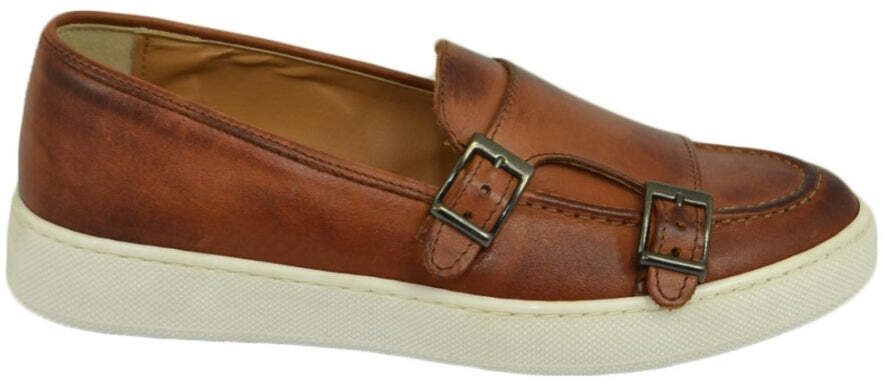 Mocassino doppia fibbia in pelle con suola sportiva - Auro Luxury Sport