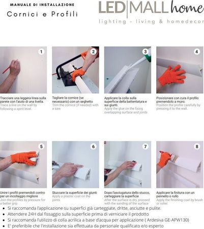 Modanatura 2m per led in duropolimero effetto luce indiretta Fai da te/Prodotti per la costruzione/Materiali da costruzione/Infissi/Modanature Led Mall Home - Napoli, Commerciovirtuoso.it