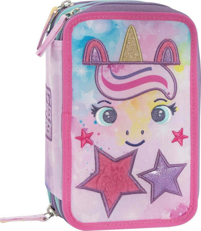 Mofu-Mofu-Unicorn---Astuccio-Triplo-Completo,-3-Scomparti,-45-Accessori-Scuola-Elementare,-20cm